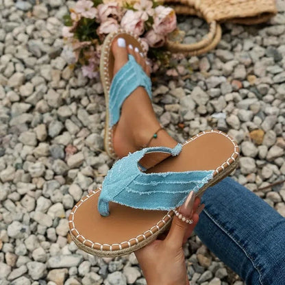 Sandales Femme - Style Tongs - Bride Large Confortable - Semelle Plate Casual