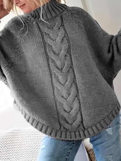 Pull à Col Roulé Tricot Câblé Douillet, Chic, Confortable et Polyvalent pour Femme