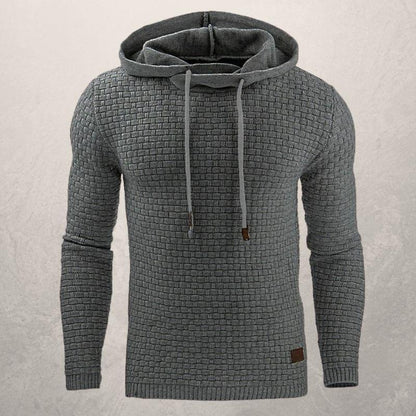 Pull homme – Coupe slim – Maille douce texturée – Capuche ajustable – Manches longues
