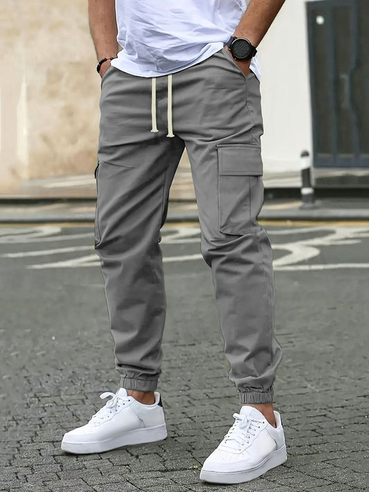 Men’s Slim Fit Cargo Jogger Pants with Elastic Cuffs