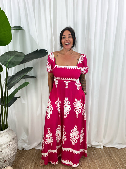 Robe Longue Femme - Épaules Dénudées - Manches Courtes Bouffantes - Fluide et Élégante