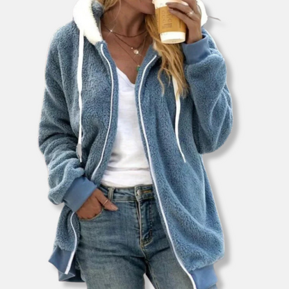 Femme Veste À Capuche - Sherpa Doux - Manches Longues - Coupe Décontractée