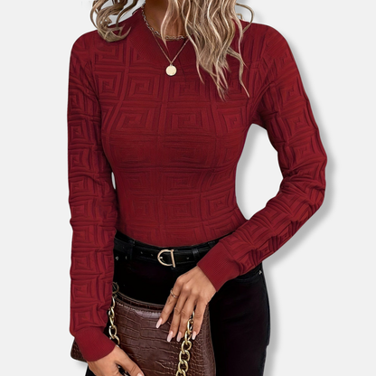 Femme Pull Tricoté - Tissu Maille Fine - Coupe Slim - Manches Longues - Col Montant