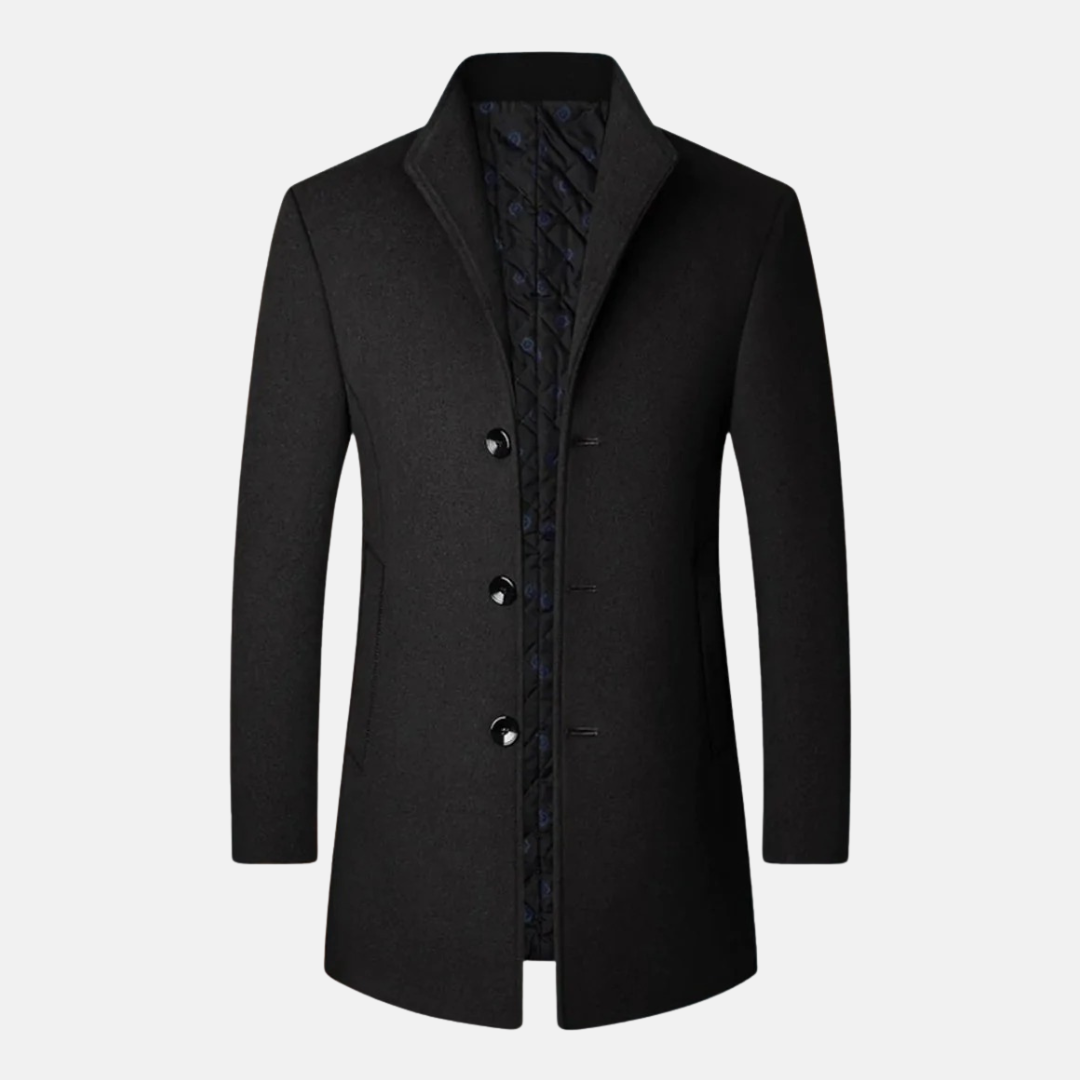 Thomas En Laine Manteau Ajusté Long | Intérieur Matelassé Manteau