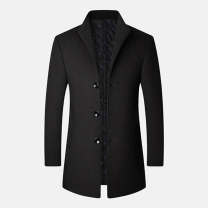 Thomas En Laine Manteau Ajusté Long | Intérieur Matelassé Manteau