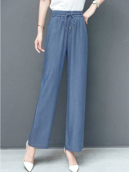 Pantalon Femme - Taille Élastique - Confortable et Fluide - Tissu Léger Chic
