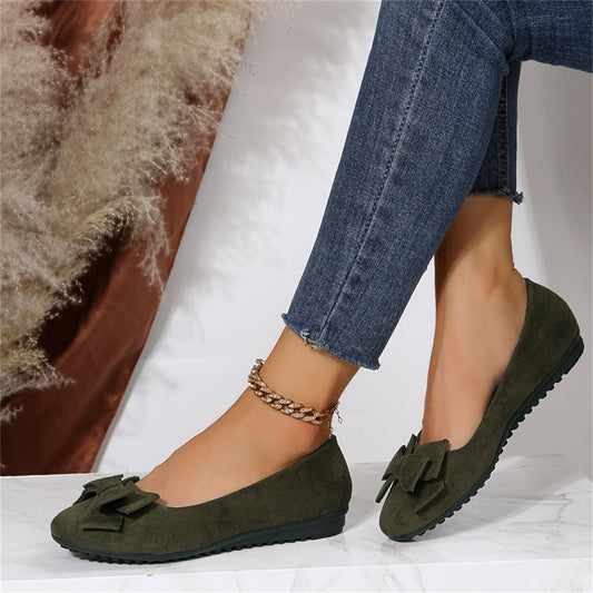Ballerines femme – Suédine douce – Noeud élégant – Enfilage facile – Style décontracté