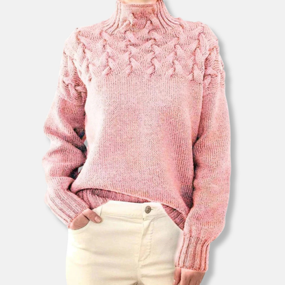 Camille Laine Pull Col Roulé Oversize | Pull Maille Torsadée Femme