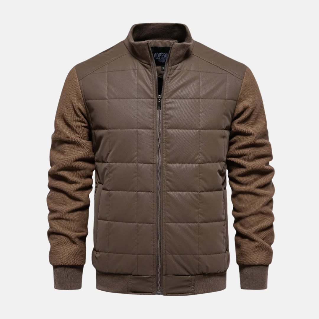 Homme Veste - Tissu Tissé Matelassé - Coupe Slim - Col Montant