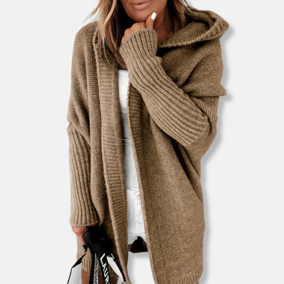 Femme Cardigan - Maille Douce - Coupe Ample - Capuche - Manches Longues