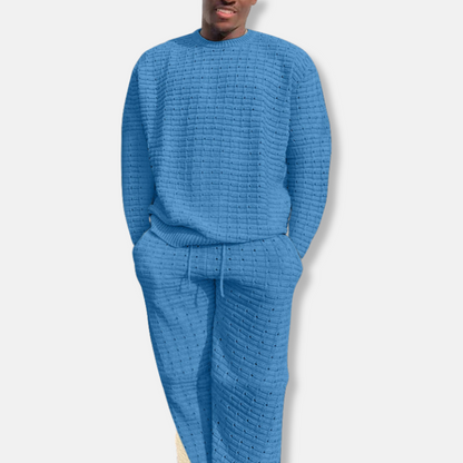 Homme Ensemble Deux Pièces - Maille Texturée - Coupe Décontractée - Col Rond