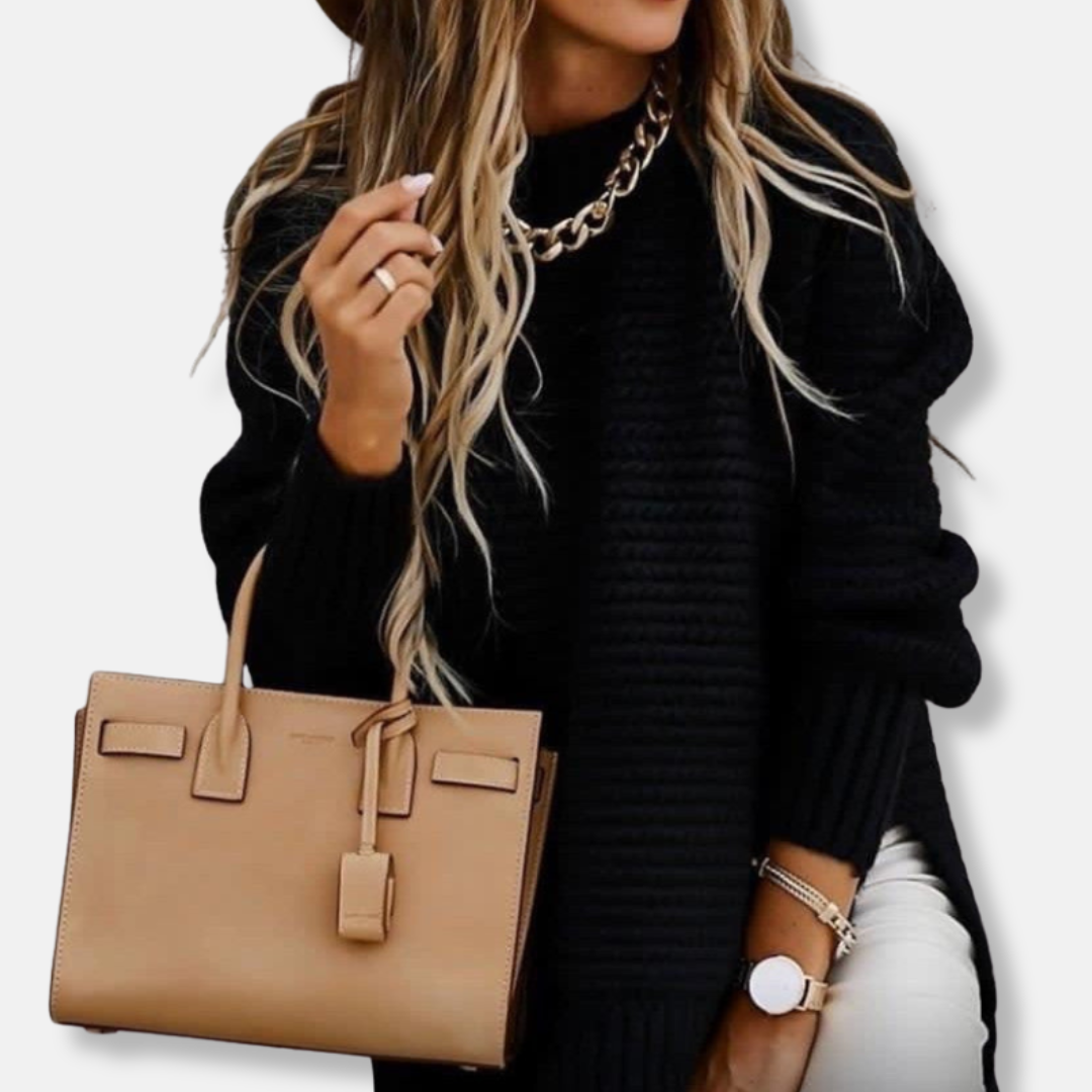 Pull femme – Coupe oversize – Maille côtelée douce – Épaules tombantes confortables