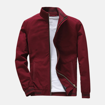 Veste homme casual – Coupe slim – Tissu léger – Col montant – Poches zippées