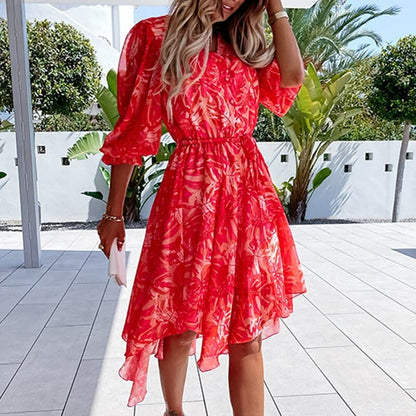 Sumara - Robe midi stylée à manches courtes