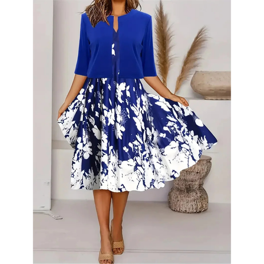 Robe longue femme – Coupe évasée élégante – Imprimé floral – Tissu respirant