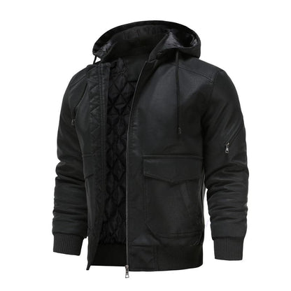 Liam - Veste en cuir classique à capuche