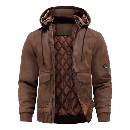 Liam - Veste en cuir classique à capuche