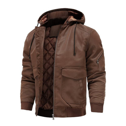Liam - Veste en cuir classique à capuche