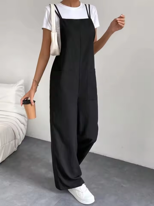 Salopette Femme - Coupe Large Confortable - Bretelles Ajustables - Poches Pratiques
