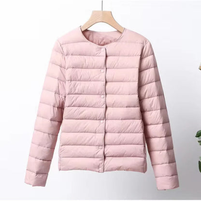 Veste femme en duvet – Coupe slim – Ultralégère – Matelassée à boutons – Longueur hanches