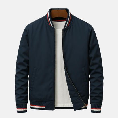 Blouson bomber homme – Coupe droite – Tissu léger – Fermeture zippée – Finition côtelée