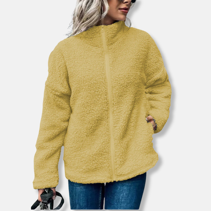 Veste femme en polaire – Coupe oversize – Col montant – Fermeture zippée