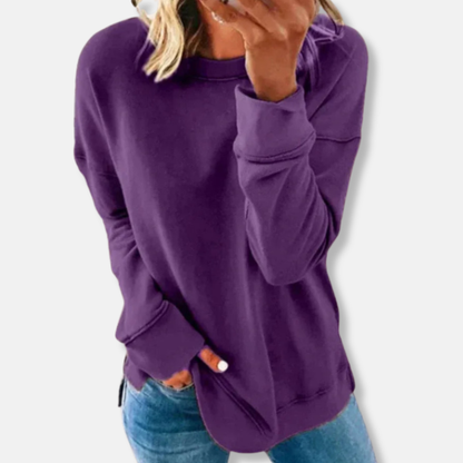 Sweatshirt femme – Coupe ample – Coton doux – Col rond confortable – Manches longues
