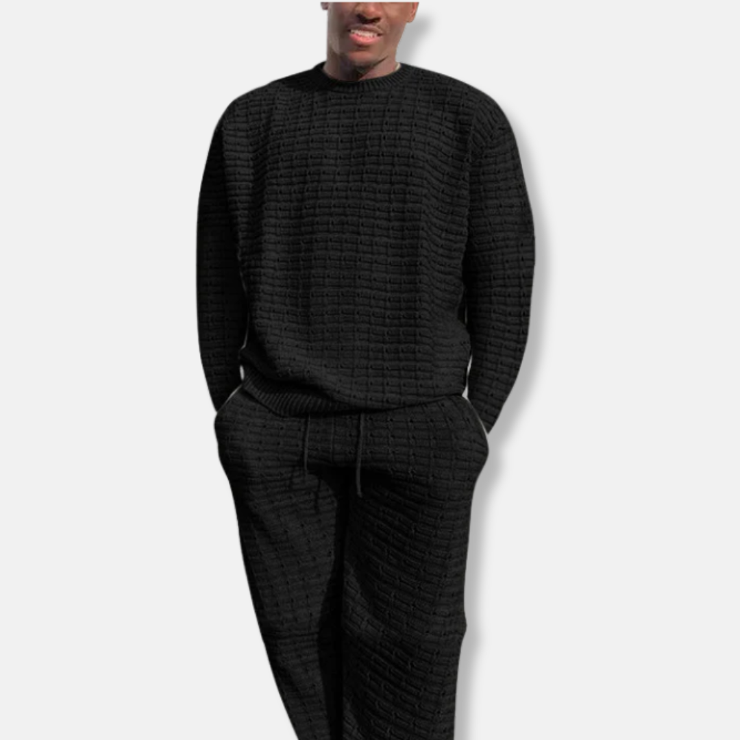 Homme Ensemble Deux Pièces - Maille Texturée - Coupe Décontractée - Col Rond