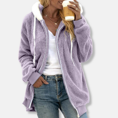 Femme Veste À Capuche - Sherpa Doux - Manches Longues - Coupe Décontractée