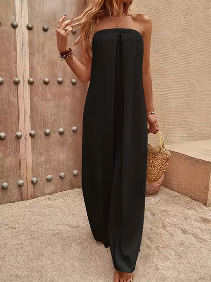 Robe Longue Femme – Sans Bretelles – Fluide et Légère – Tenue Décontractée Élégante