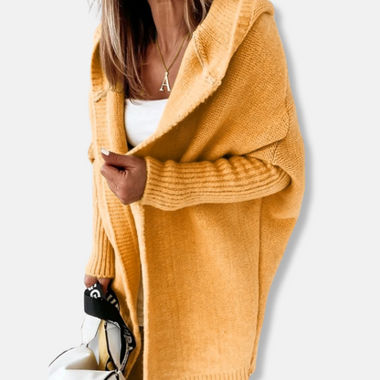 Femme Cardigan - Maille Douce - Coupe Ample - Capuche - Manches Longues