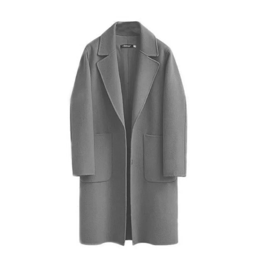Manteau trench femme – Laine – Coupe décontractée – Longueur mi-mollet – Style minimaliste