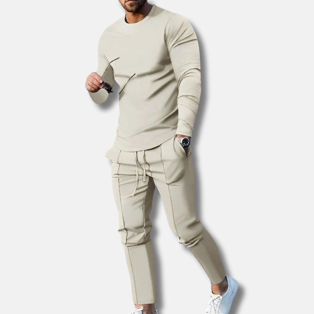 Homme Ensemble Deux Pièces - Tissu Extensible - Coupe Slim - Col Rond