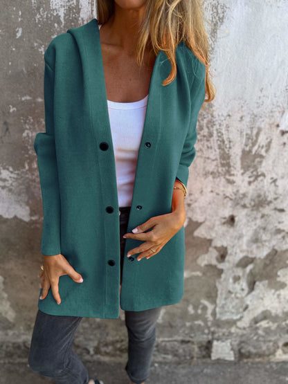 Luxueux cardigan en tricot à capuche long et chaud pour femme