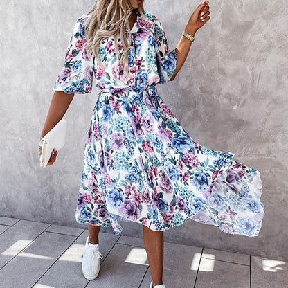 Sumara - Robe midi stylée à manches courtes