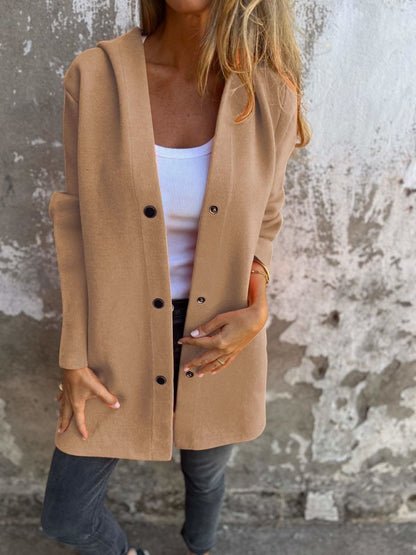 Luxueux cardigan en tricot à capuche long et chaud pour femme