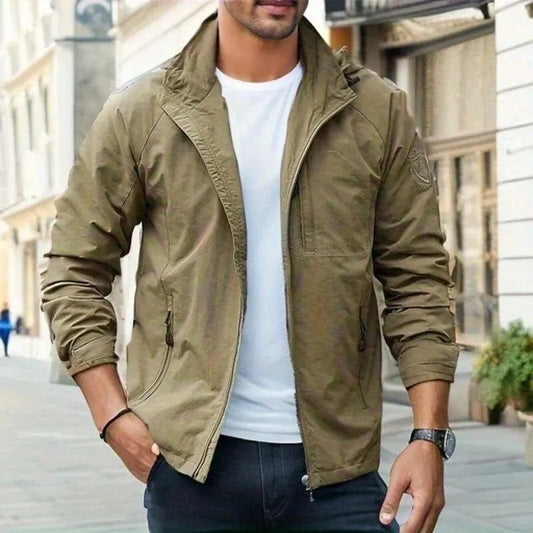 Veste cargo homme – Coupe régulière – Tissu respirant et imperméable – Poches zippées