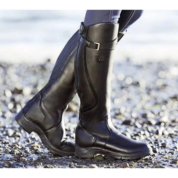 Bottes femme hautes en cuir – Coupe ajustée – Sangle boucle – Semelle antidérapante