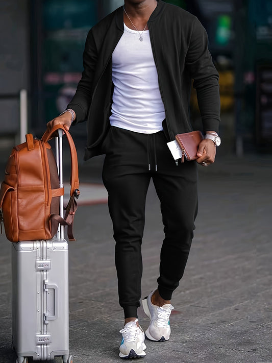 Survêtement Homme – Coupe Slim – Maille Douce – Veste Zippée – Jogging Ajusté