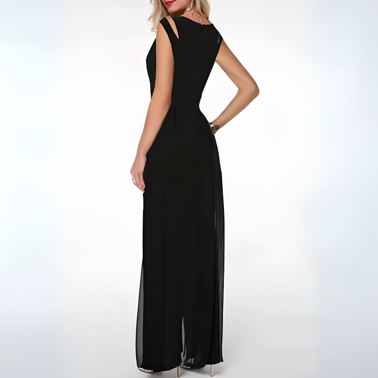 Robe Longue Femme - Élégante Sans Manches - Décolleté Rond - Idéale Soirée & Cérémonie