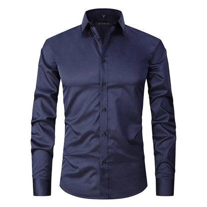 Chemise homme – Coupe slim – Tissu extensible – Sans repassage – Col boutonné