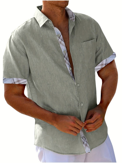 Chemise homme manches courtes – Coupe décontractée – Tissu respirant – Boutonnage classique