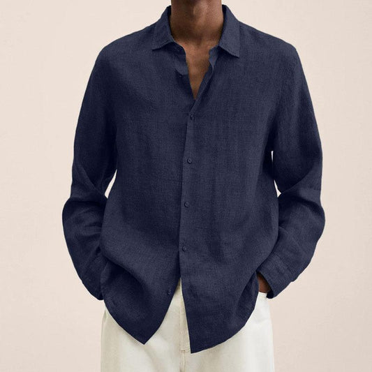 Chemise homme – Coupe décontractée – Fibres naturelles – Manches longues – Boutonnée