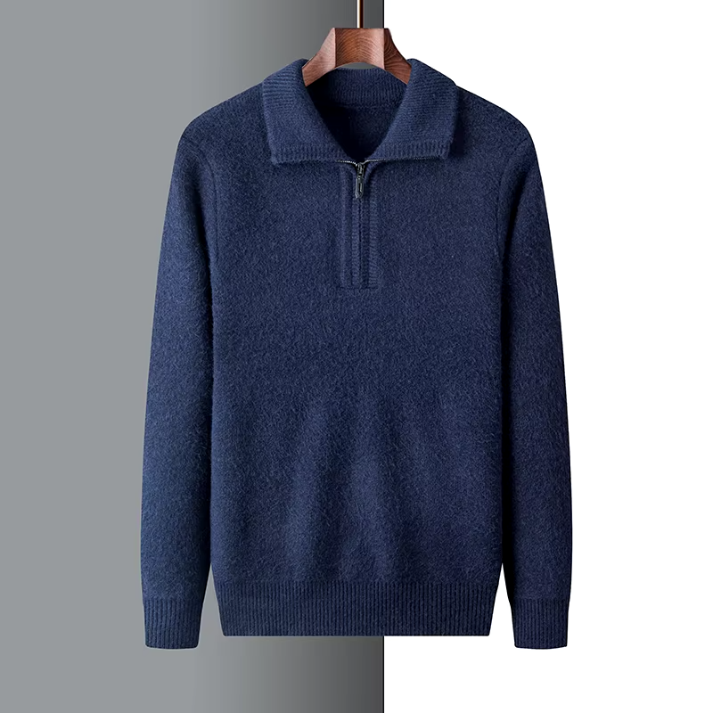 Pull zippé homme – Coupe droite – Tissu doux – Col souple – Finition côtelée