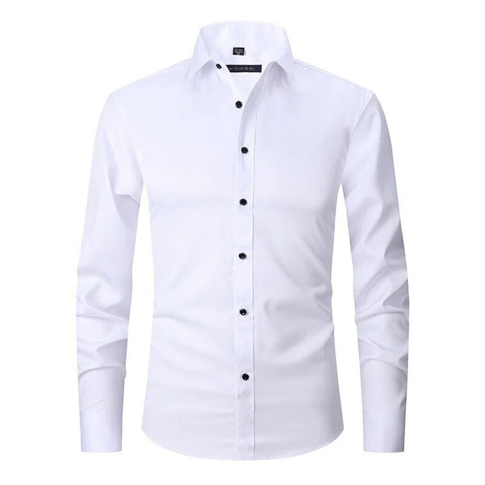 Chemise homme – Coupe slim – Tissu extensible – Sans repassage – Col boutonné