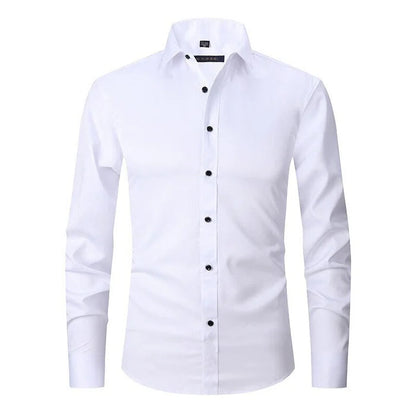 Chemise homme – Coupe slim – Tissu extensible – Sans repassage – Col boutonné