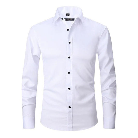 Chemise homme – Coupe slim – Tissu extensible – Sans repassage – Col boutonné