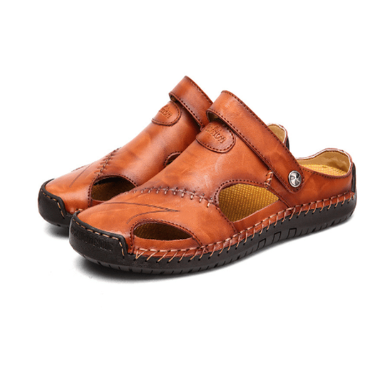 Sandales homme – Cuir respirant – Bride ajustable – Semelle robuste – Bout ouvert