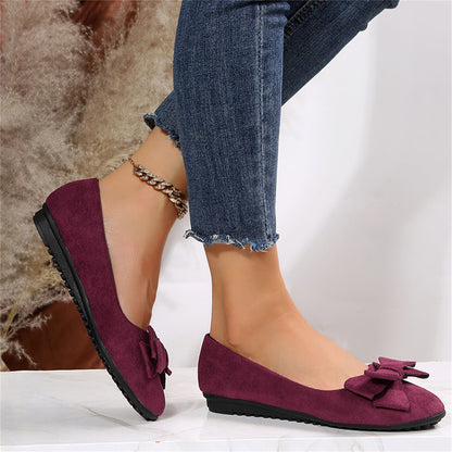 Ballerines femme – Suédine douce – Noeud élégant – Enfilage facile – Style décontracté