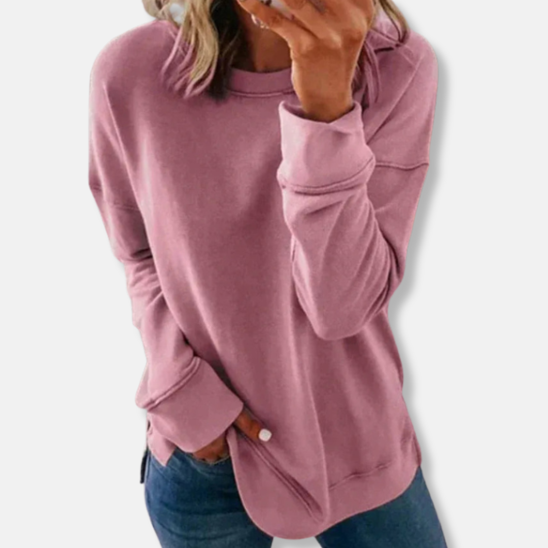 Sweatshirt femme – Coupe ample – Coton doux – Col rond confortable – Manches longues